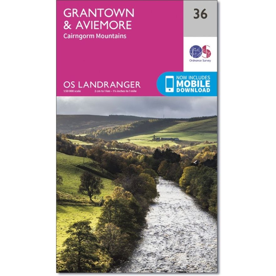 Landranger 36 Map of Grantown & Aviemore Cairngorm Mountains