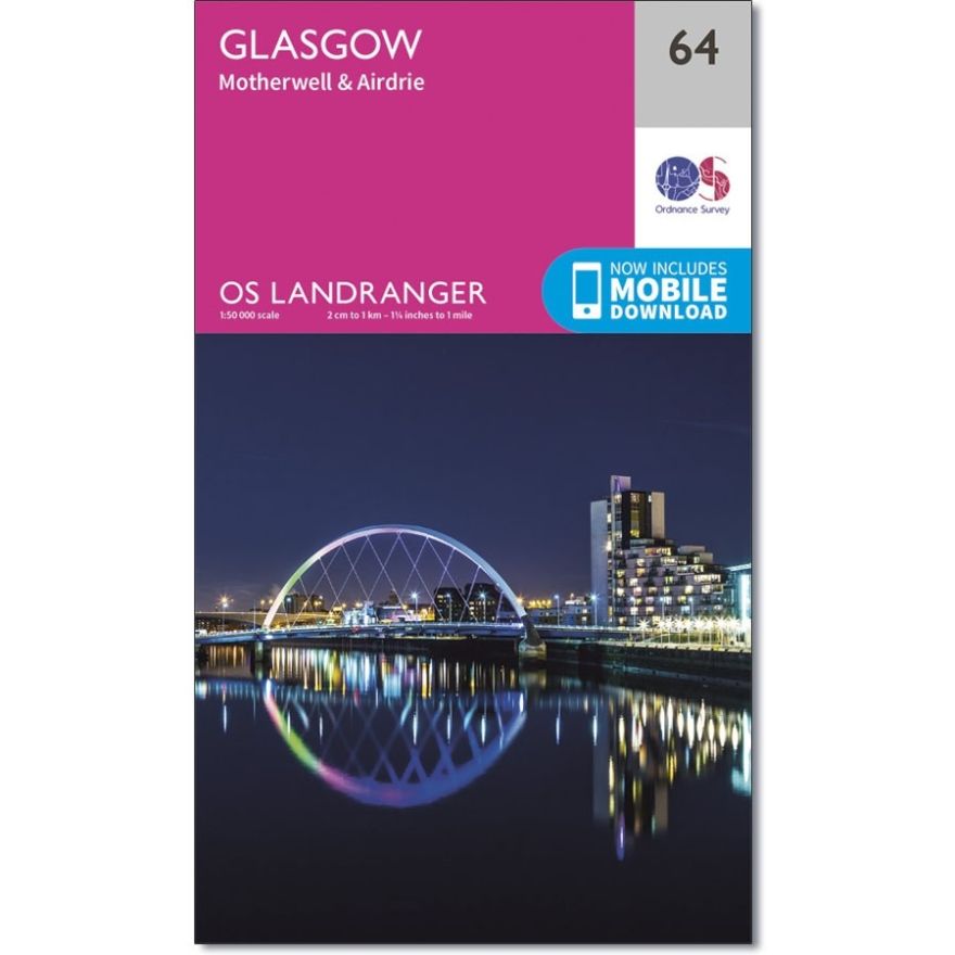 Landranger 64 Map of Glasgow Motherwell & Airdrie