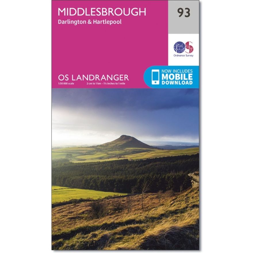 Landranger 93 Map of Middlesbrough Darlington & Hartlepool