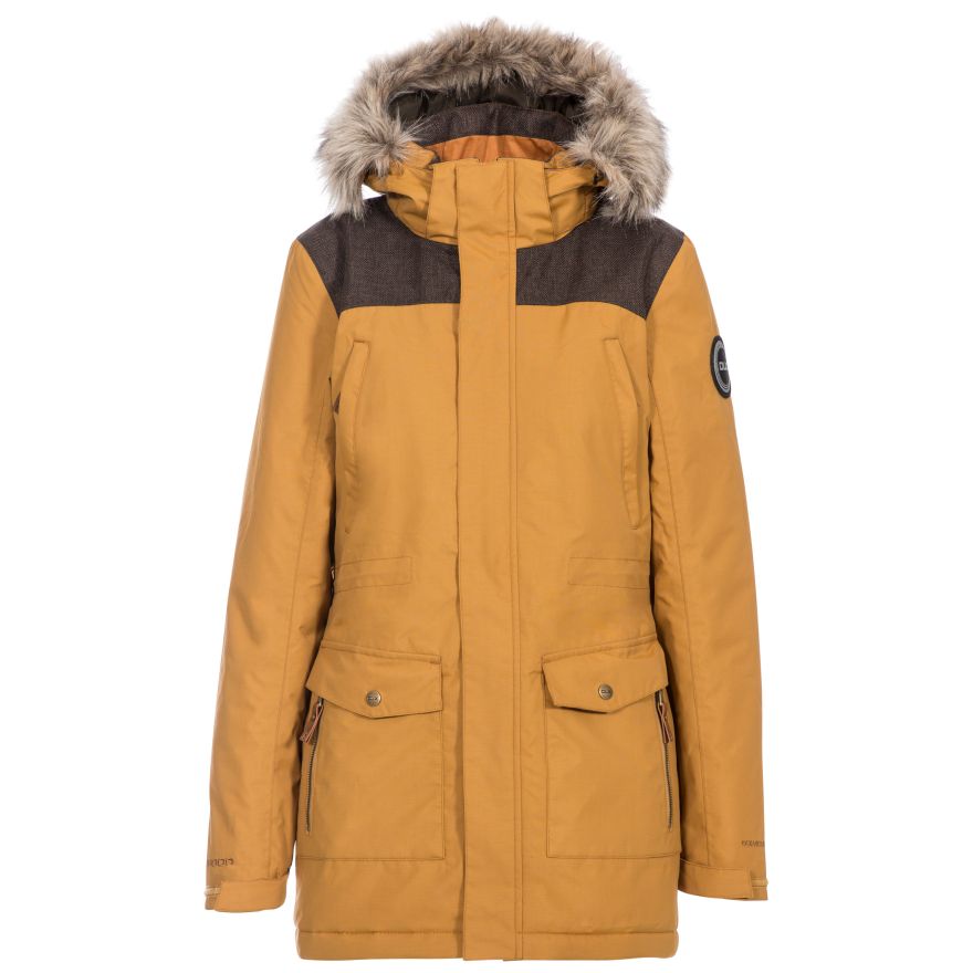 DLX Womens Rosario Waterproof Parka Coat with Faux Fur Hood