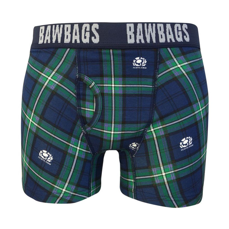 Bawbags Men's Scotland Rugby Tartan Boxer Shorts